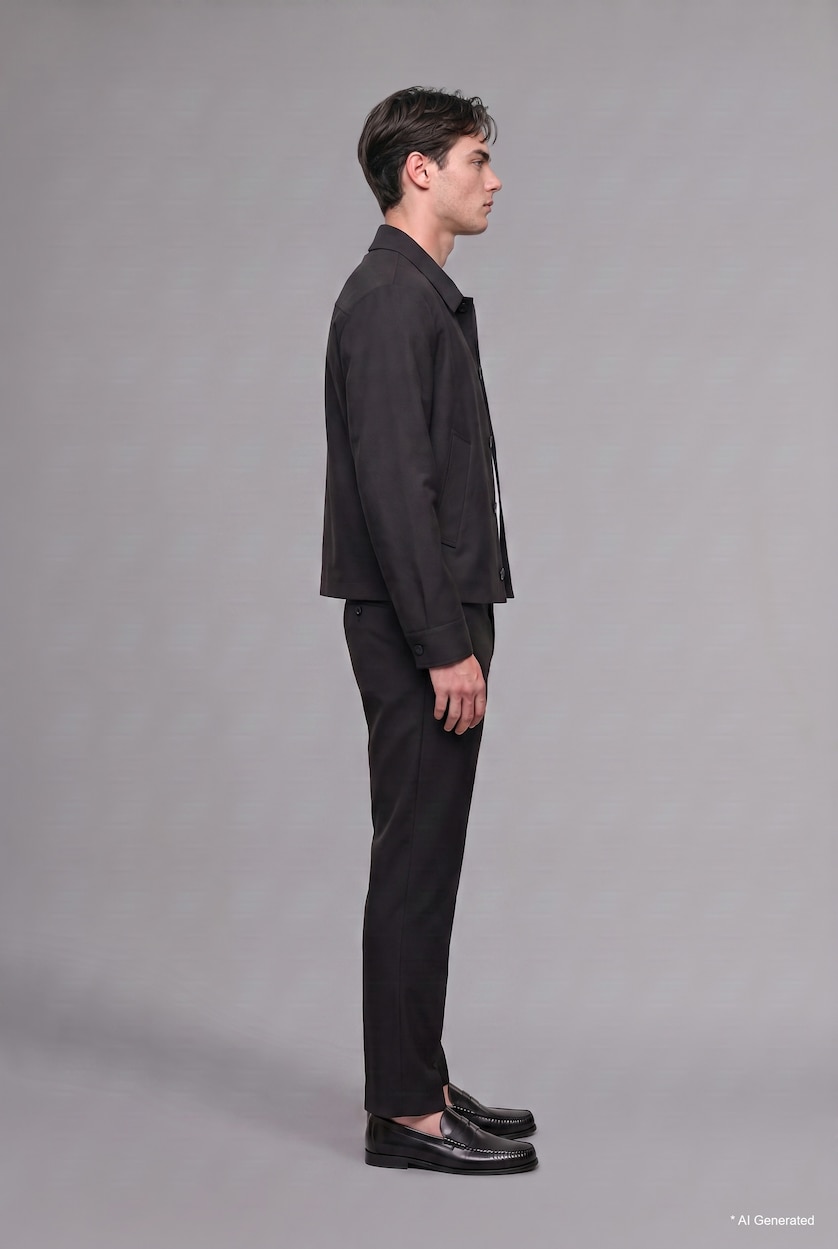 رجال أسود Regular Fit Polo Collar Buttoned Blazer