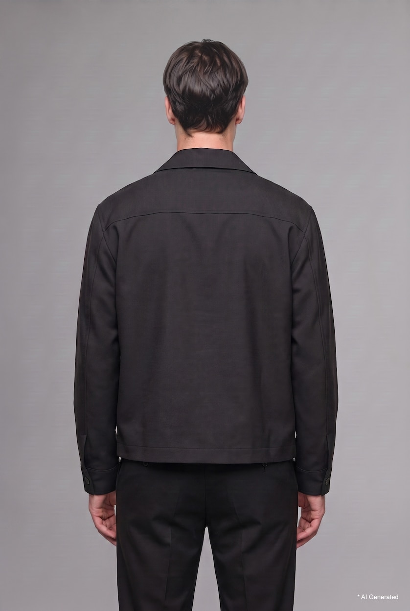 رجال أسود Regular Fit Polo Collar Buttoned Blazer