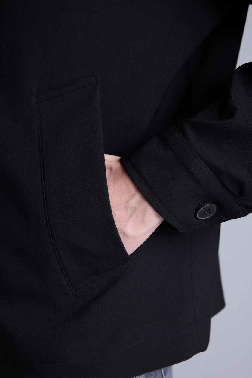 Men Black Regular Fit Polo Collar Blazer