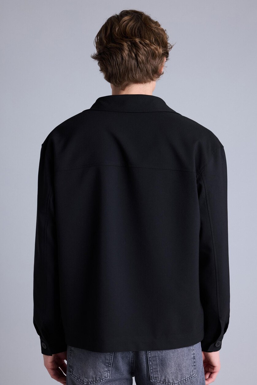 Men Black Regular Fit Polo Collar Blazer