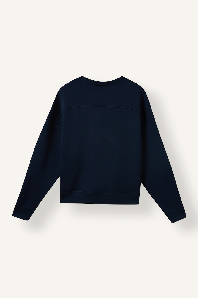 Kadın İndigo Oversize New York Baskılı Modal Sweatshirt