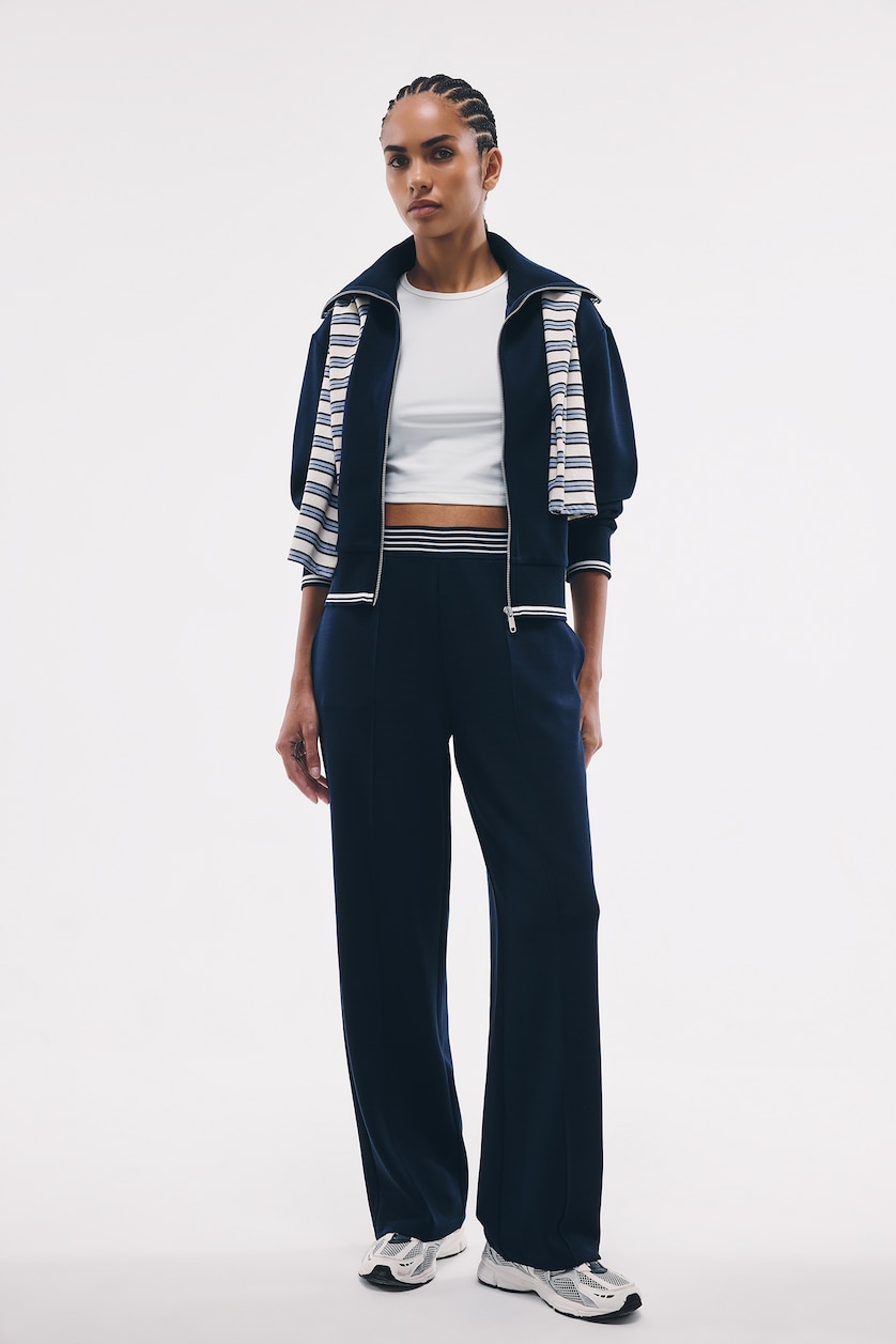 Woman Indigo Standard Fit Modal Zip-Up High Neck Cardigan