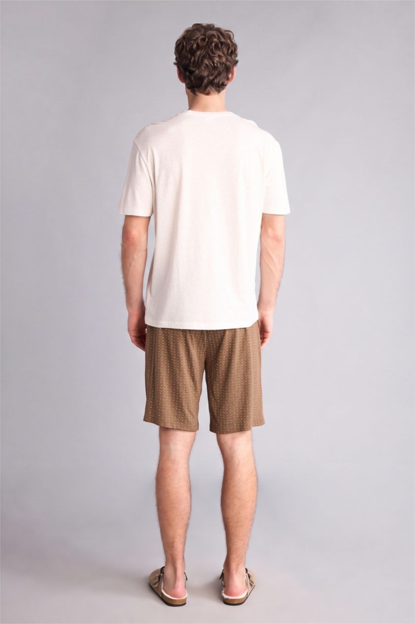 HOMME Écru Ensemble T-shirt à manches courtes et Short Coupe régulière