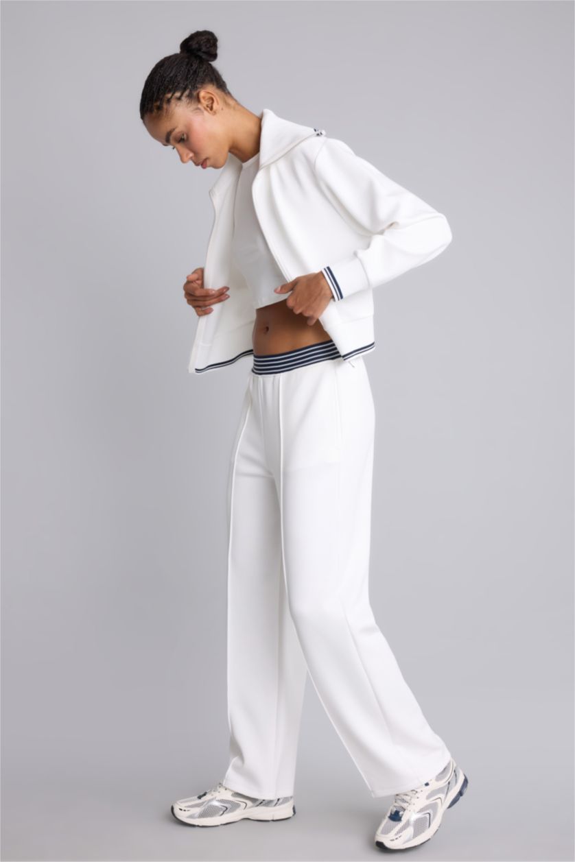 WOMAN Ecru Straight Fit Trousers