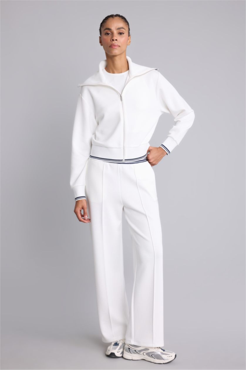 WOMAN Ecru Straight Fit Trousers