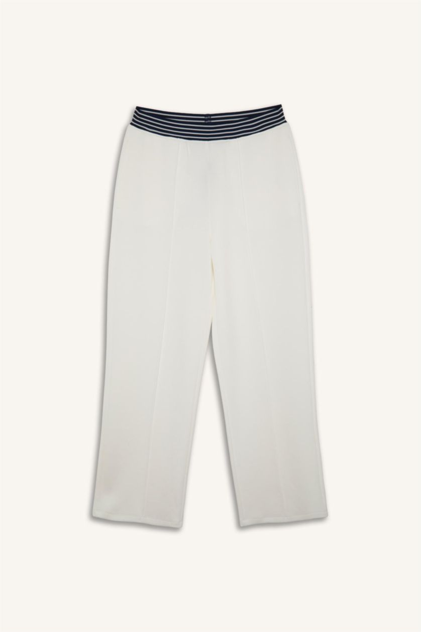 WOMAN Ecru Straight Fit Trousers