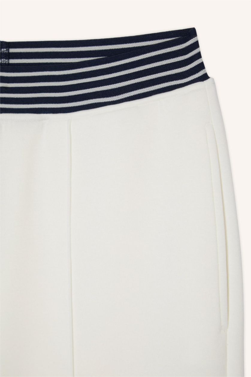 WOMAN Ecru Straight Fit Trousers