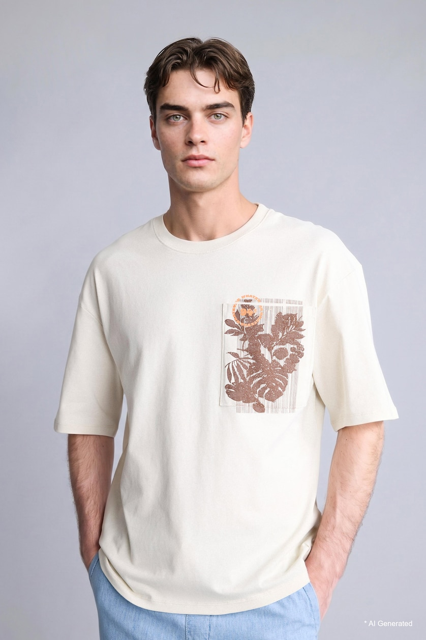Men Stone Boxy Fit Short Sleeve T-Shirt