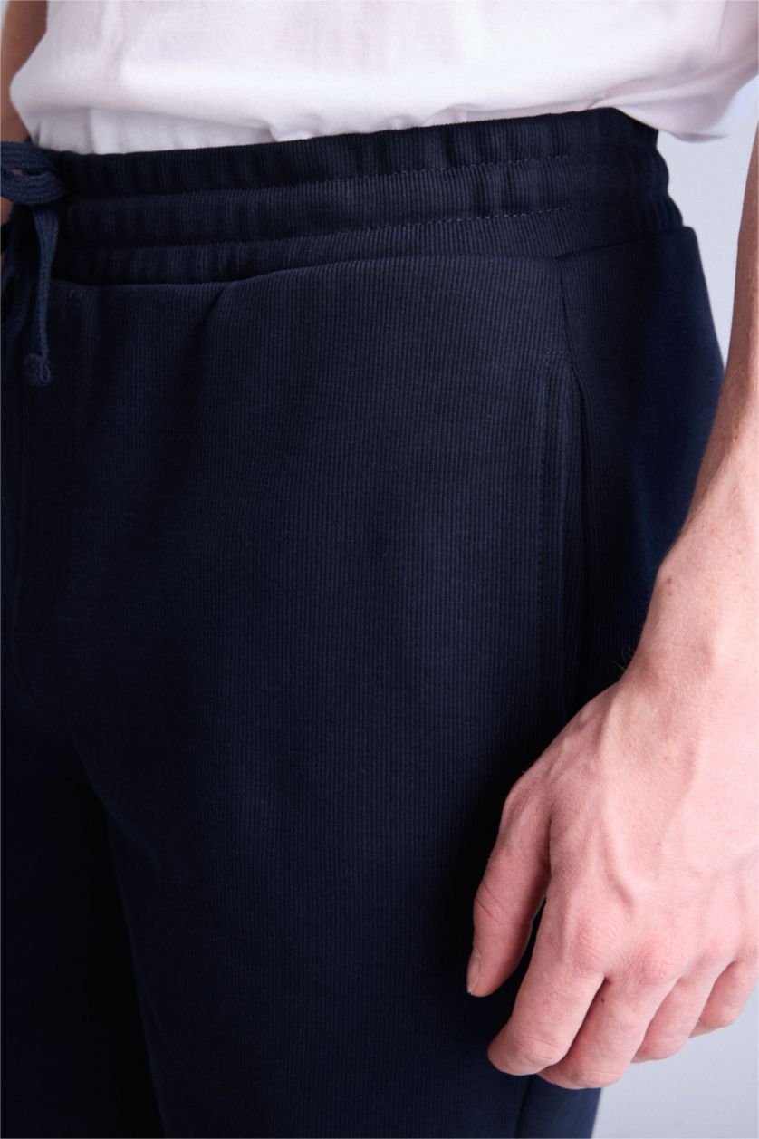 Erkek Lacivert Regular Fit Beli Lastikli Şort