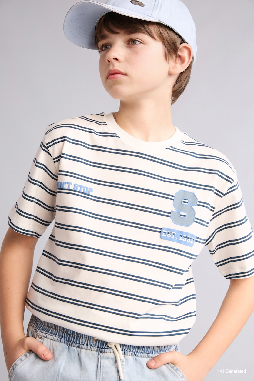 Young Boys - Teen Boys Petrol Boy New Regular Fit Printed Short Sleeve T-Shirt