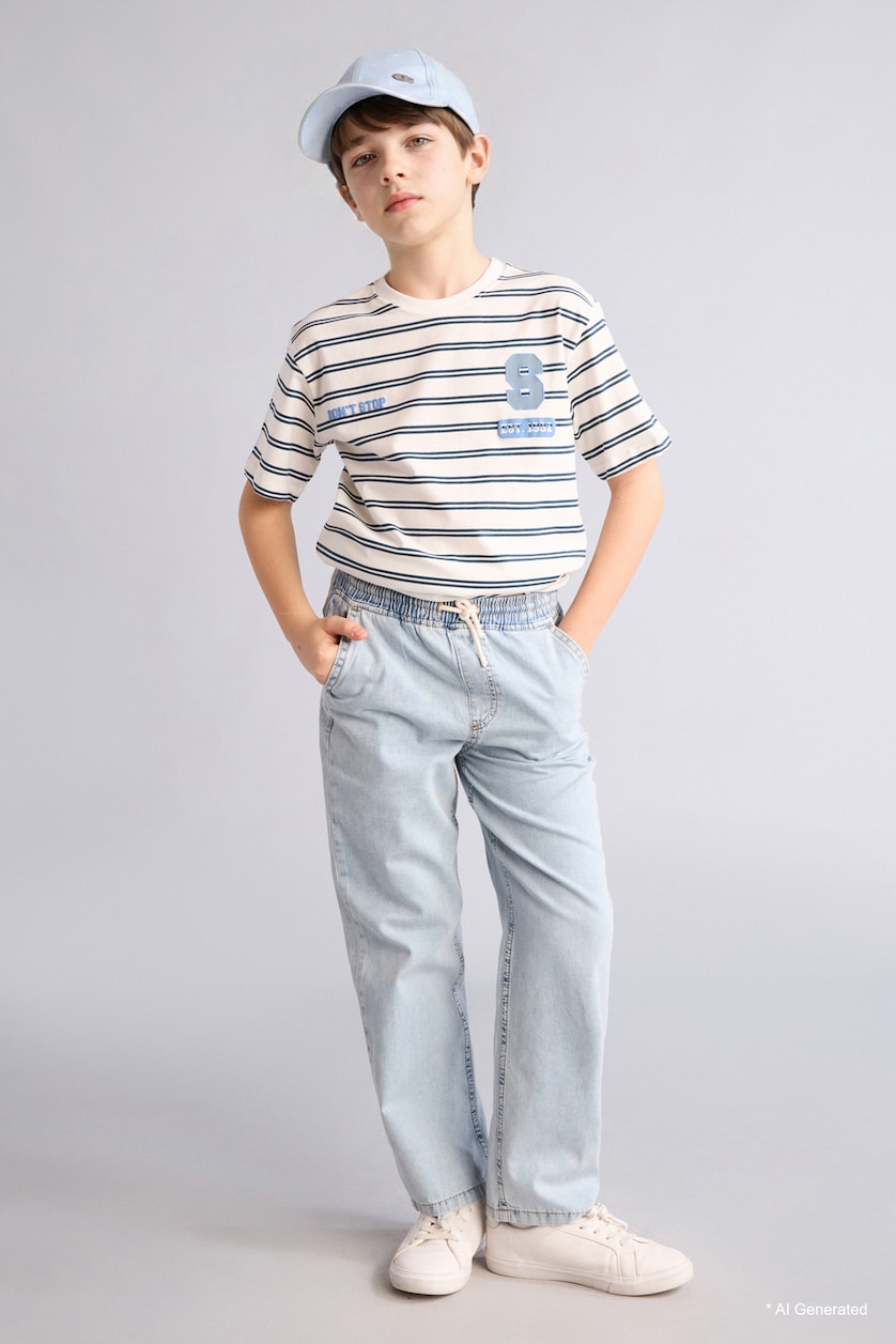 Young Boys - Teen Boys Petrol Boy New Regular Fit Printed Short Sleeve T-Shirt