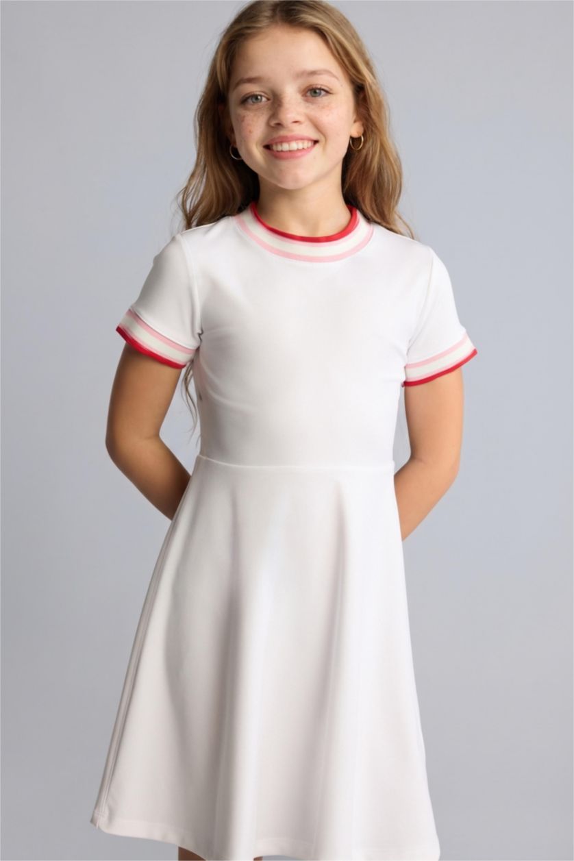 GIRLS & TEENS White Girl Half Sleeve Cotton Dress