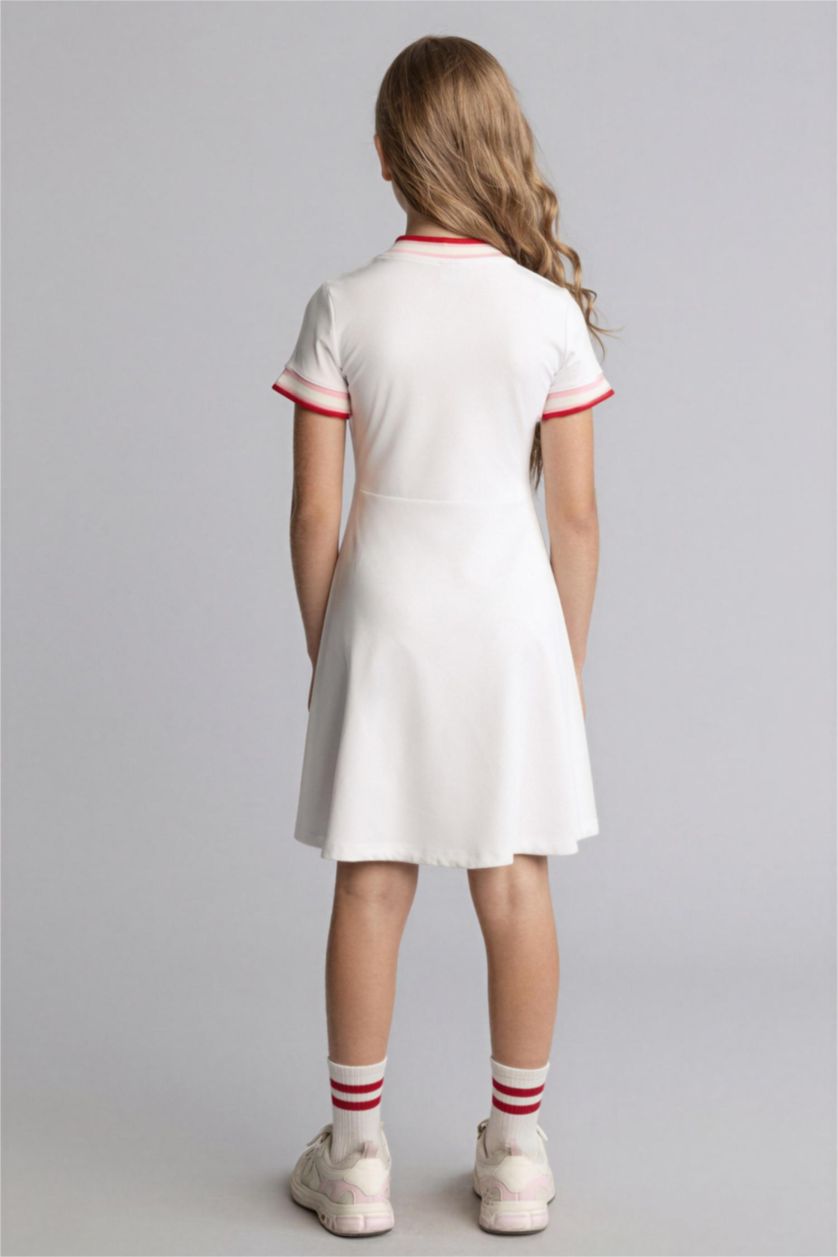 بنات أبيض Girl Half Sleeve Cotton Dress