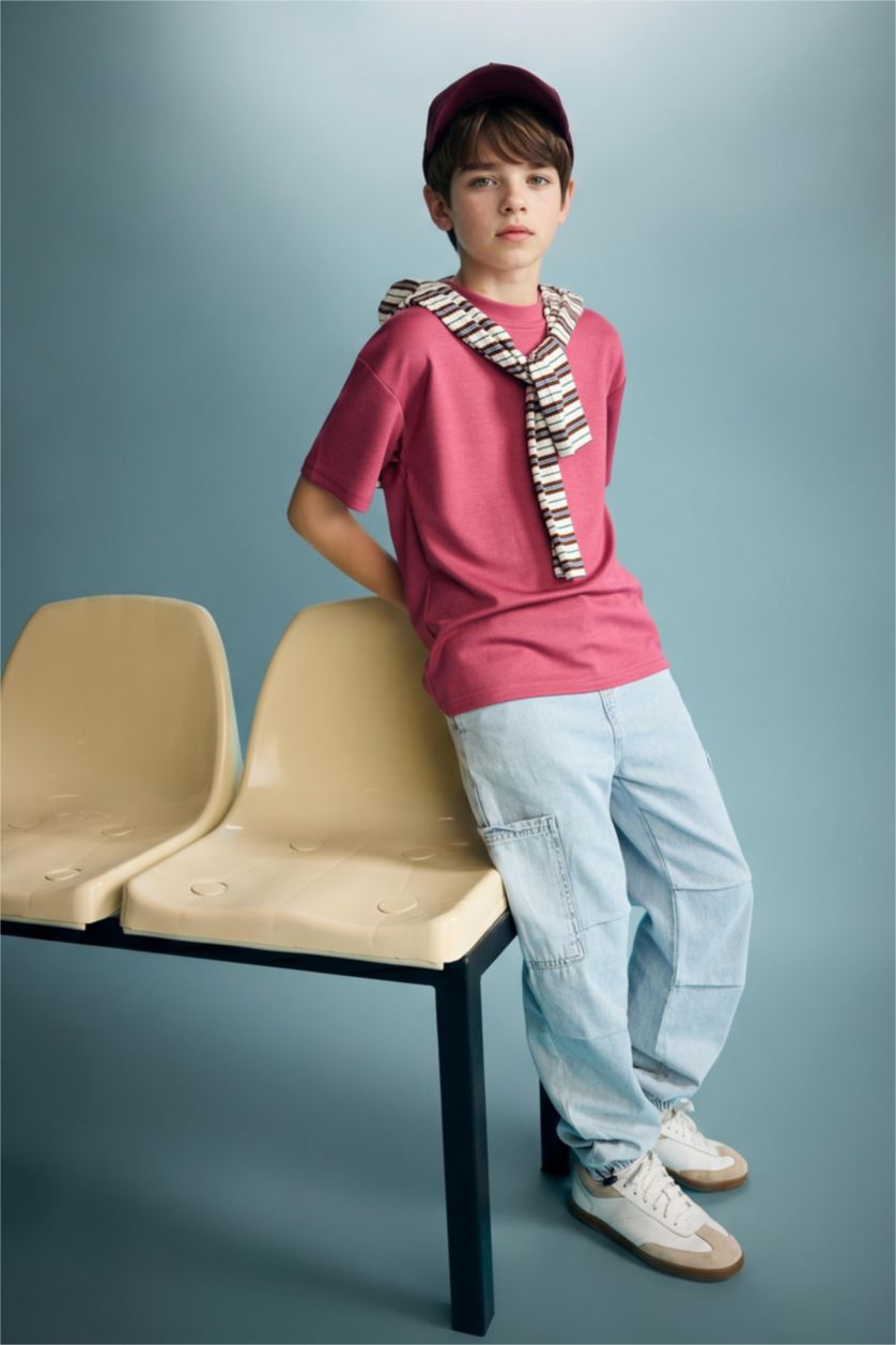 Erkek Çocuk - Genç Erkek Gülkurusu Oversize Kısa kollu Tişört Erkek Çocuk