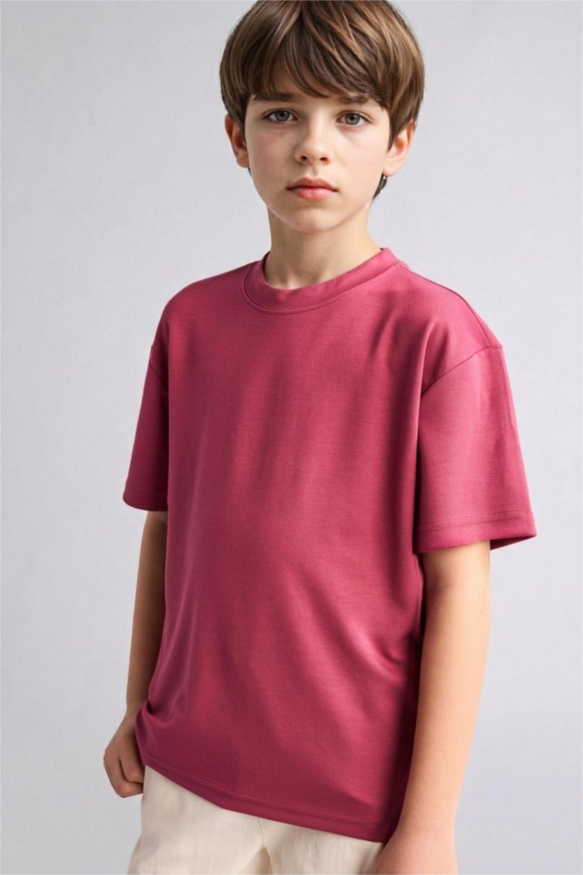 Erkek Çocuk - Genç Erkek Gülkurusu Oversize Kısa kollu Tişört Erkek Çocuk