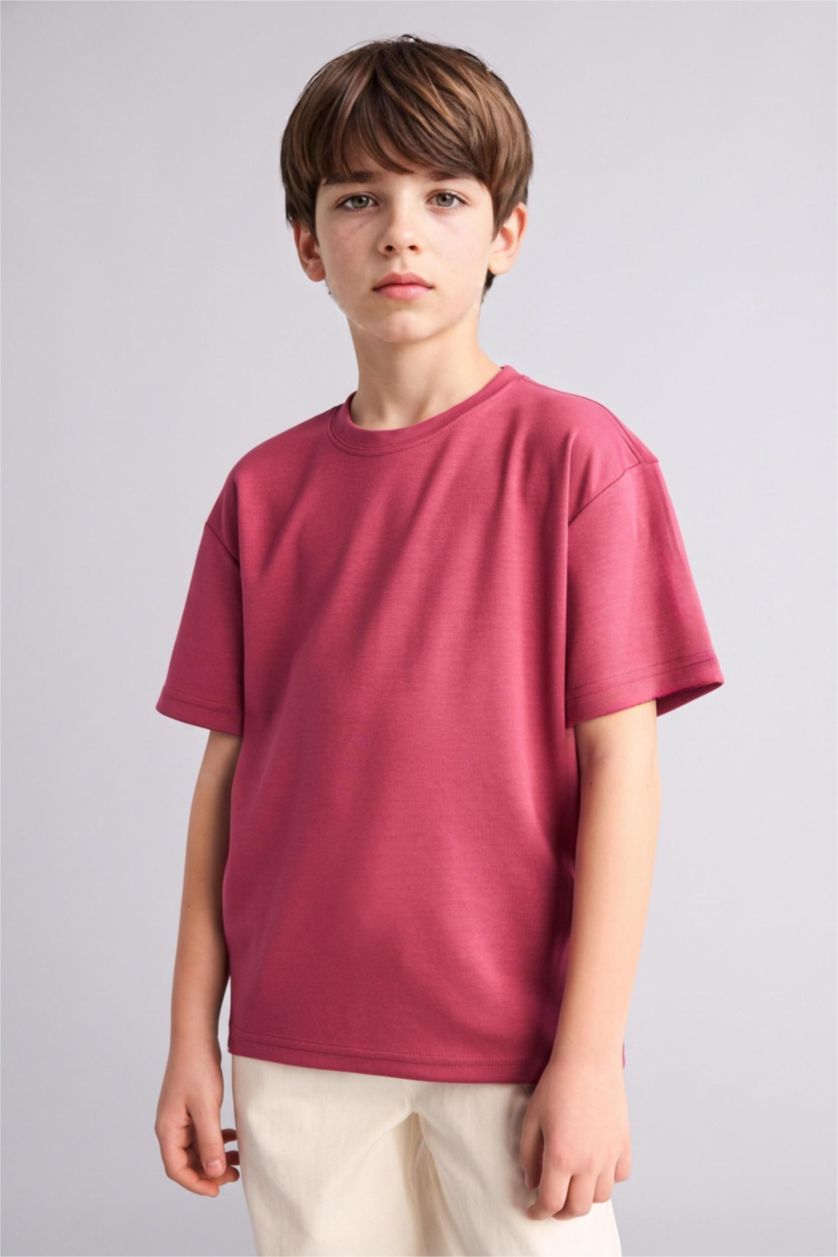 Erkek Çocuk - Genç Erkek Gülkurusu Oversize Kısa kollu Tişört Erkek Çocuk