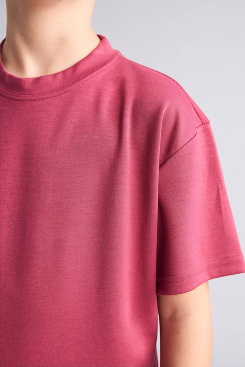 Erkek Çocuk - Genç Erkek Gülkurusu Oversize Kısa kollu Tişört Erkek Çocuk