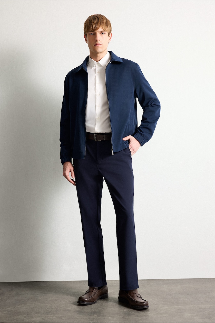 Men NAVY Regular Fit Lined Puffer Jacket