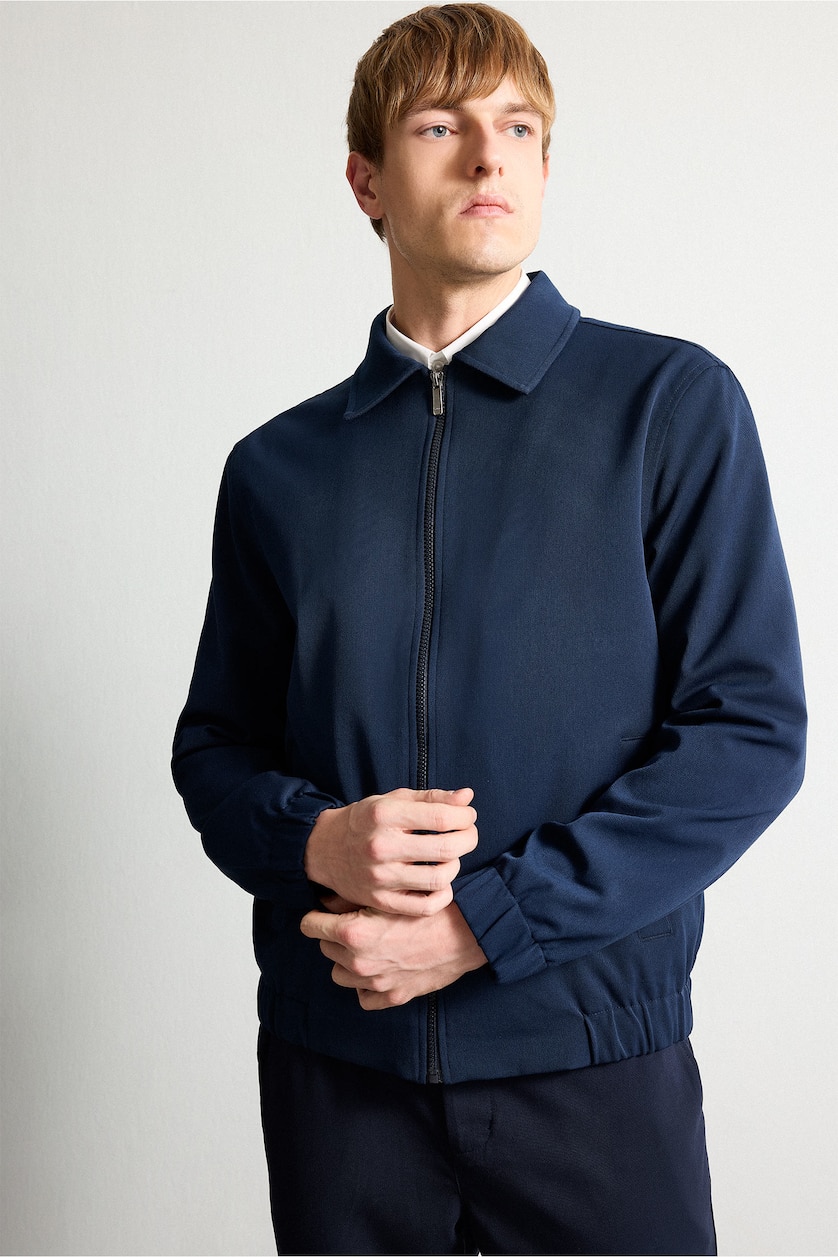 Men NAVY Regular Fit Lined Puffer Jacket