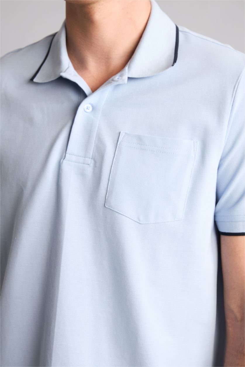 Erkek Açık Mavi Pike Regular Fit Polo Tişört