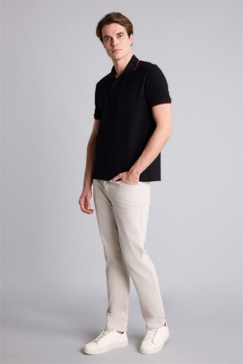 Men Black Regular Fit Pique Short Sleeve Polo T-Shirt