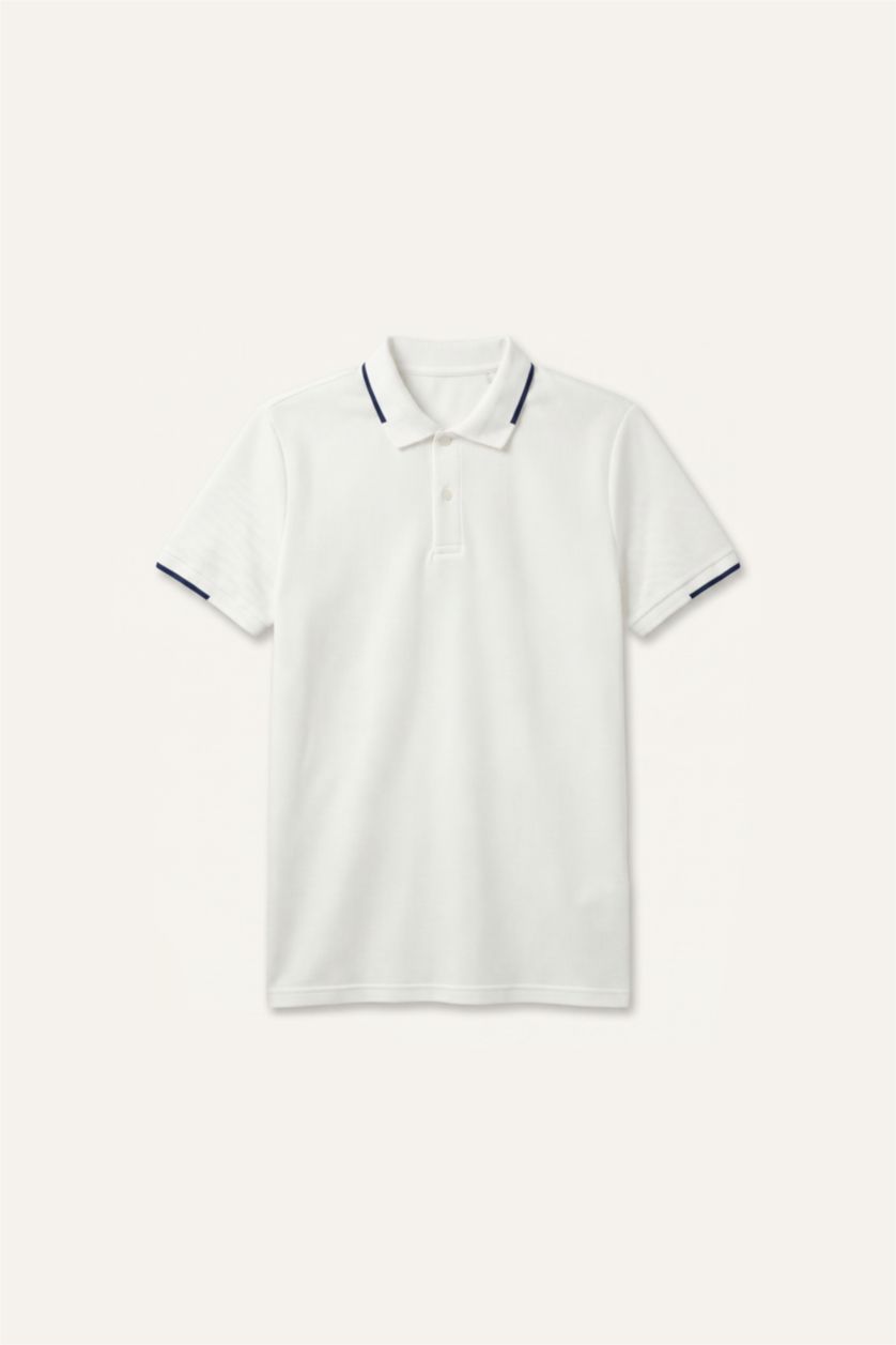 Erkek Kırık Beyaz Regular Fit Polo Tişört