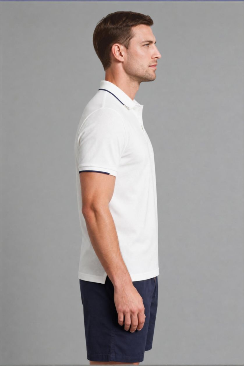 Man White Regular Fit Short Sleeve Polo T-Shirt