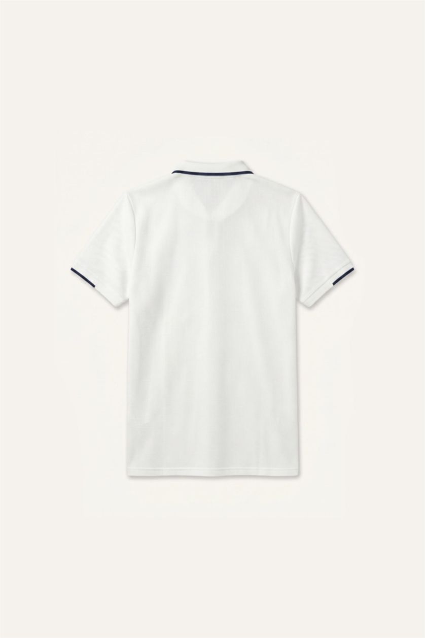 Man White Regular Fit Short Sleeve Polo T-Shirt
