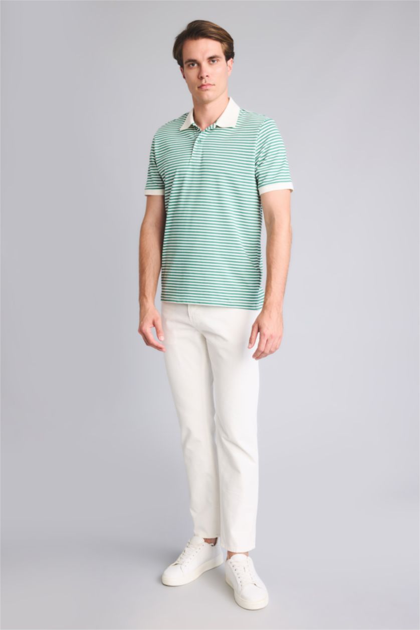 Erkek Koyu Yeşil Pamuklu Regular Fit Polo Tişört