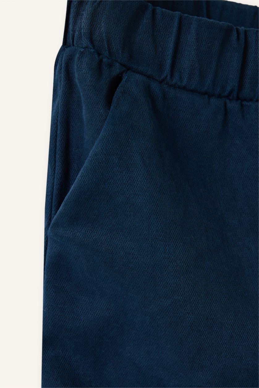 Kız Bebek Lacivert Wıde Leg Nakışlı Geniş Paça Gabardin Pantolon Kız Bebek