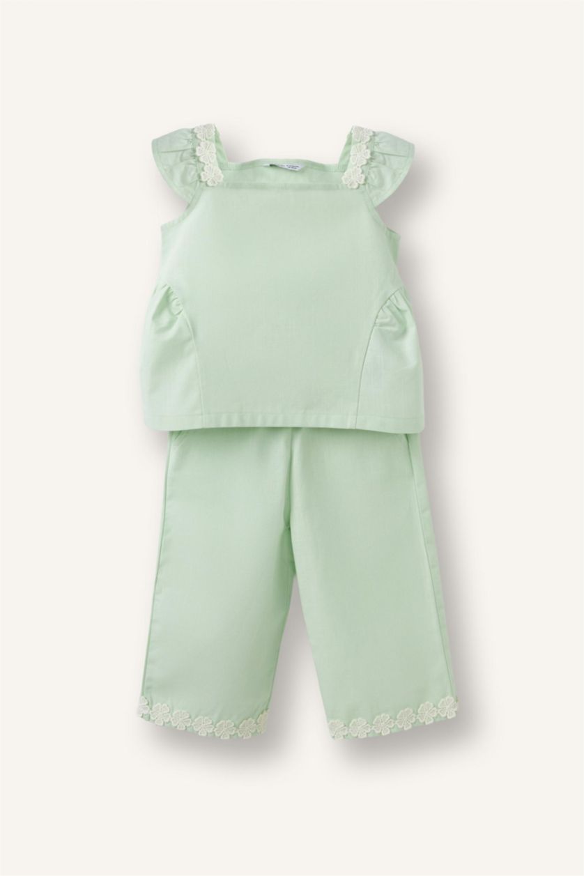 Baby Girls Mint 2 piece Regular Fit Floral Set