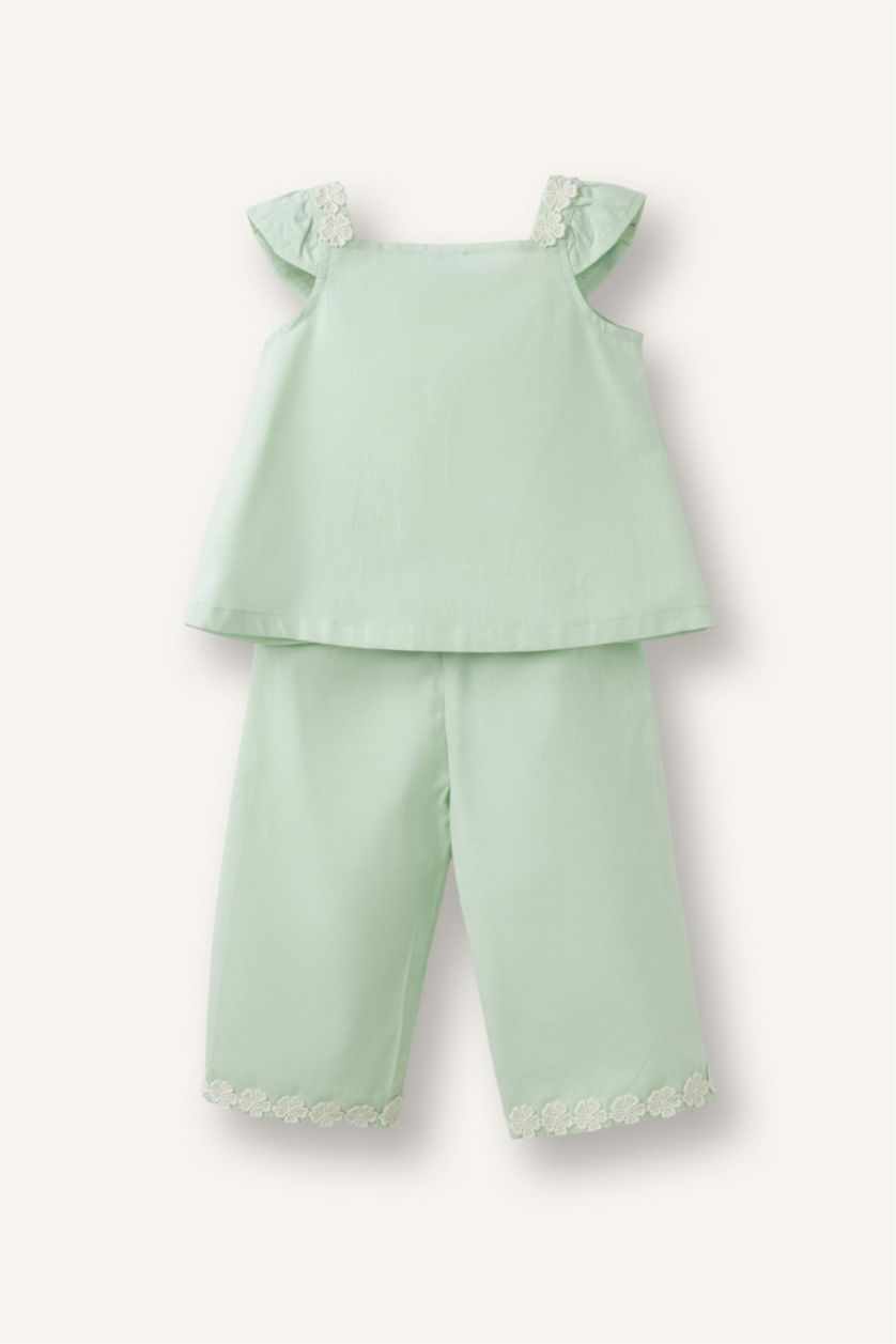 Baby Girls Mint 2 piece Regular Fit Floral Set