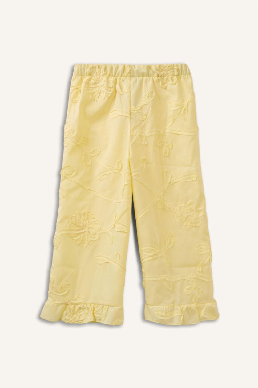 Kız Bebek Açık Sarı Wıde Leg Kız Bebek Pantolon