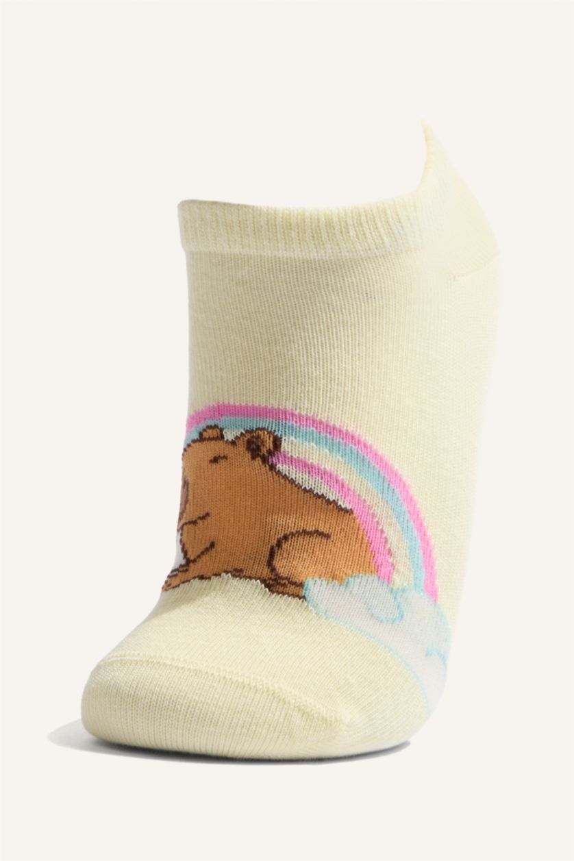 Kız Çocuk - Genç Kız Karma Pamuklu Desenli 5'Li Patik Çorap Kız Çocuk