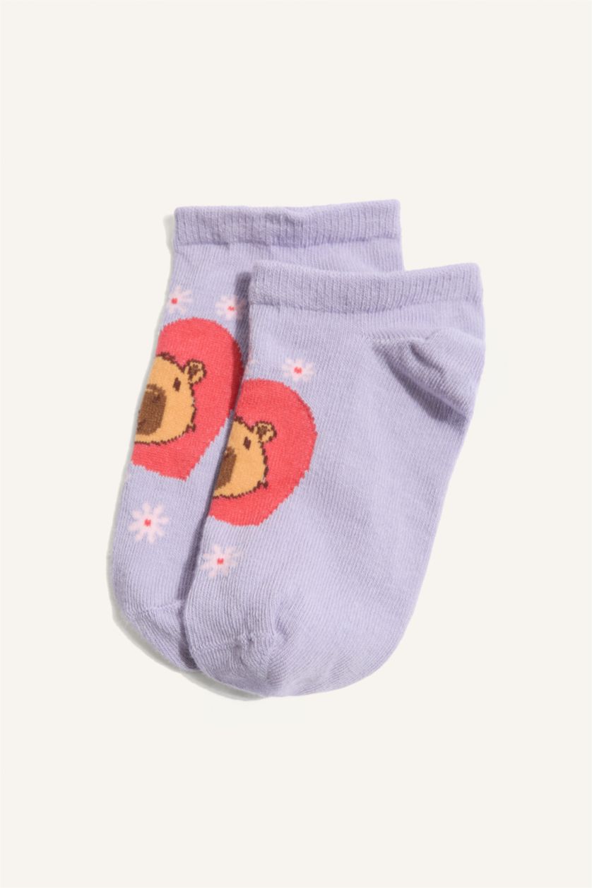 Kız Çocuk - Genç Kız Karma Pamuklu Desenli 5'Li Patik Çorap Kız Çocuk