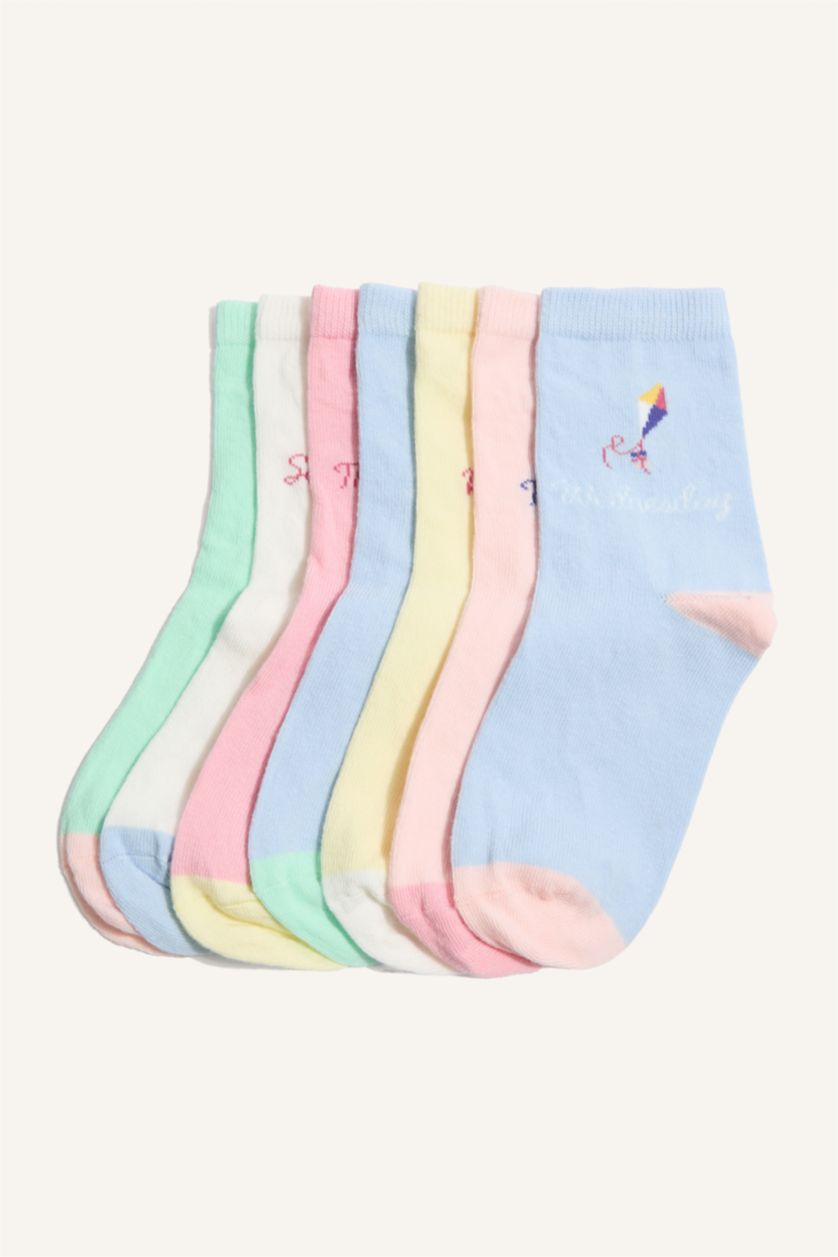 Kız Çocuk - Genç Kız Karma 7'li Pamuklu Çiçekli Çorap