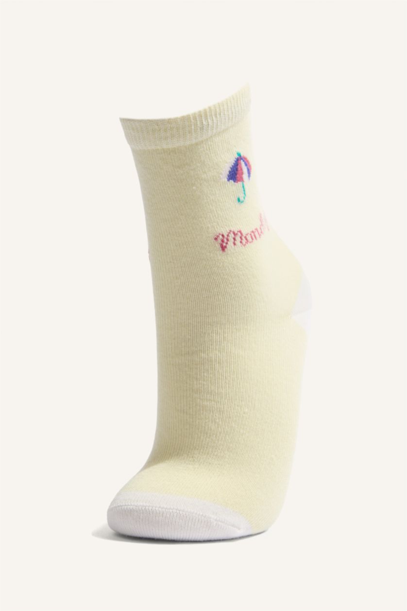 Kız Çocuk - Genç Kız Karma 7'li Pamuklu Çiçekli Çorap