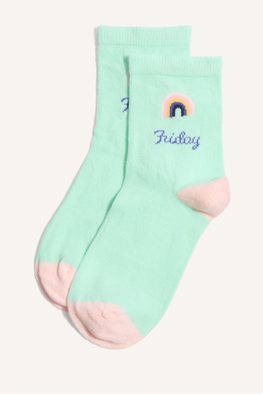 Kız Çocuk - Genç Kız Karma 7'li Pamuklu Çiçekli Çorap