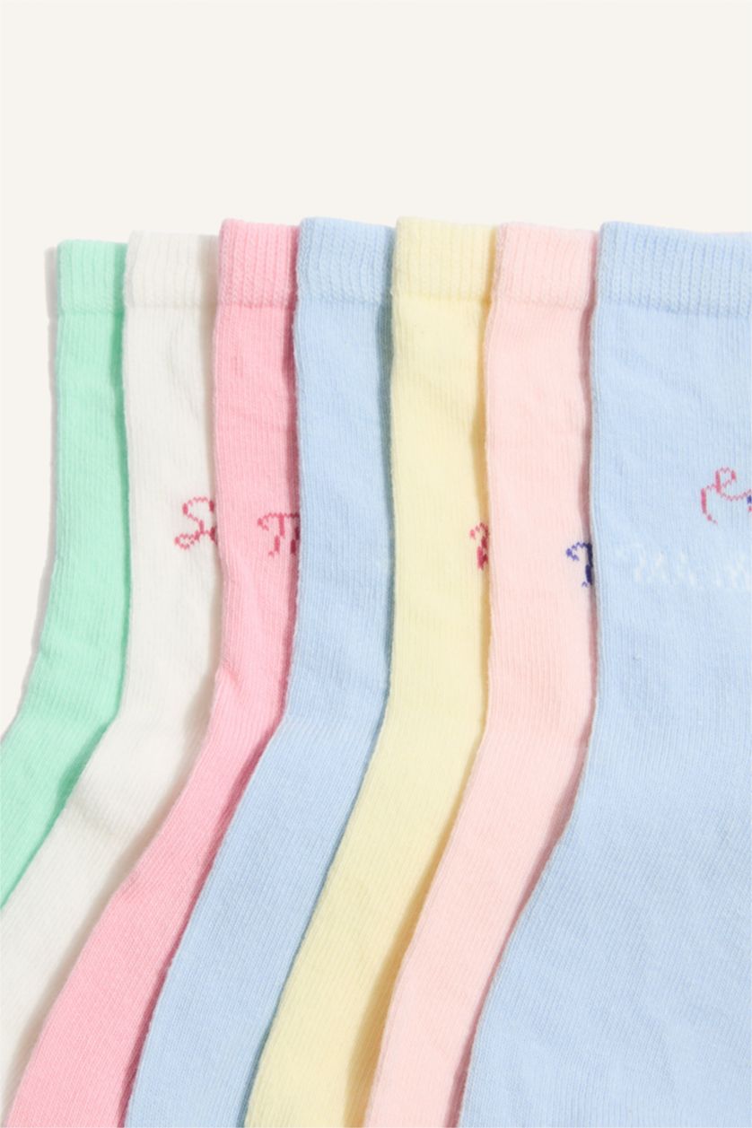 Kız Çocuk - Genç Kız Karma 7'li Pamuklu Çiçekli Çorap