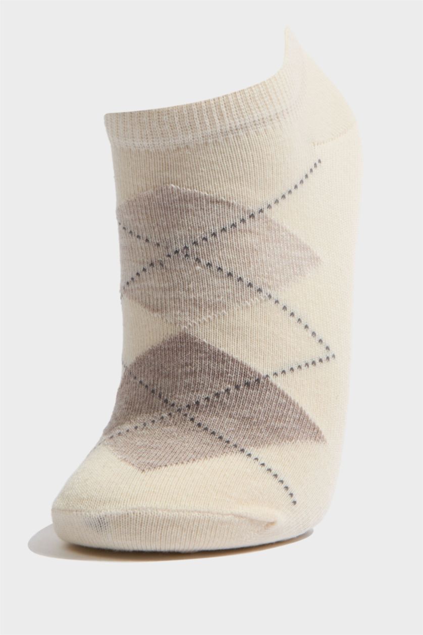 Women Beige Melange 5 Piece Cotton Short Socks