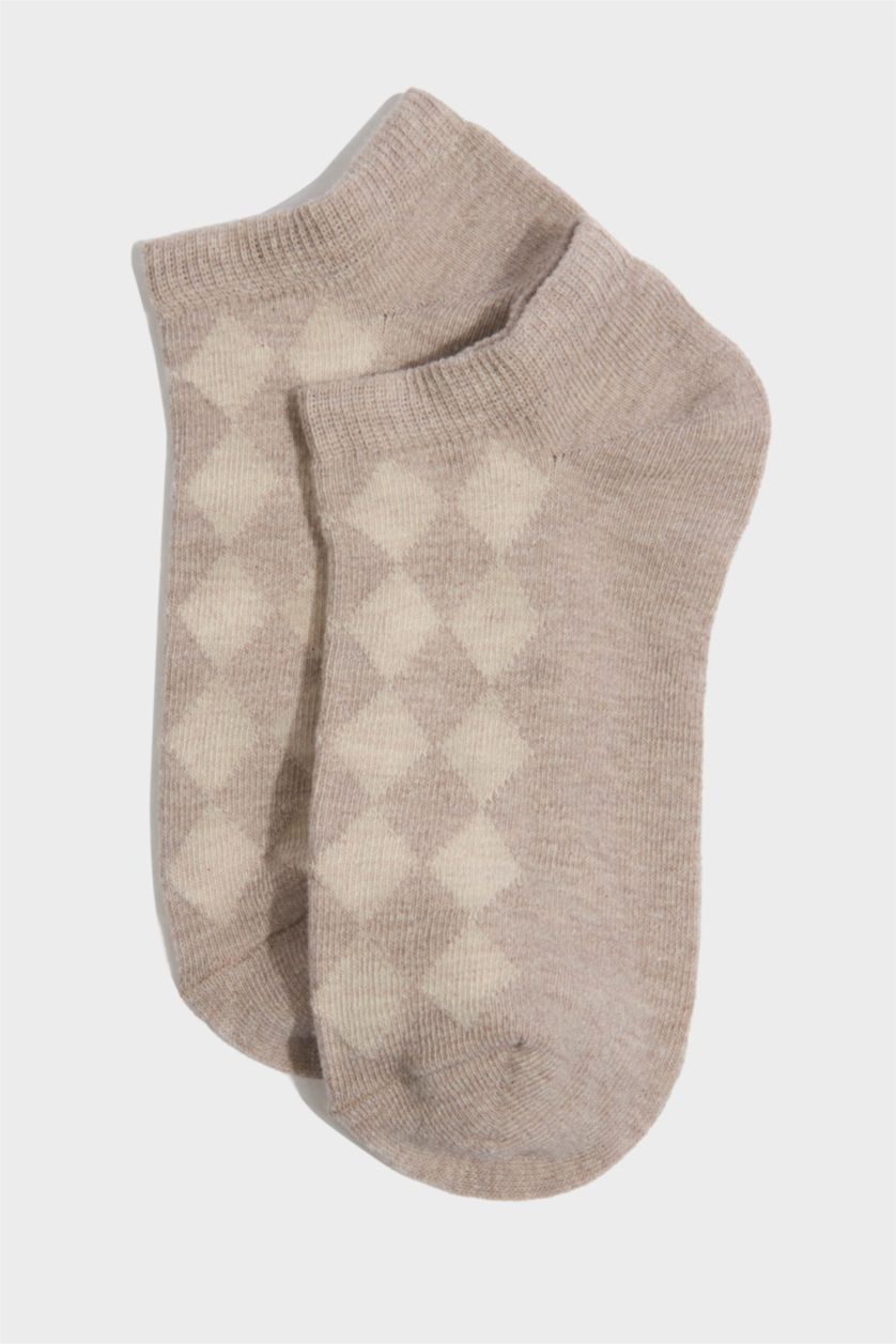 Women Beige Melange 5 Piece Cotton Short Socks