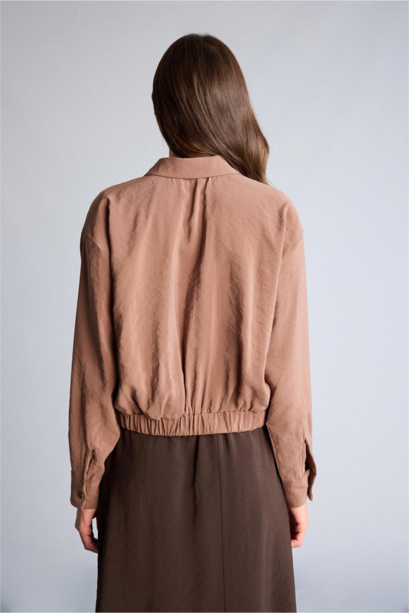 Kadın Vizon Oversıze Polo Yaka Gömlek