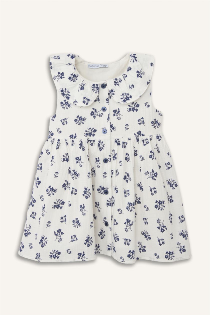 Kız Bebek Ekru Çizgili Elbise Kız Bebek