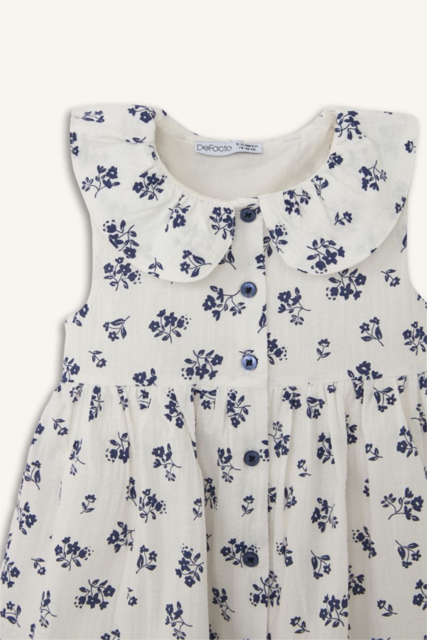 Kız Bebek Ekru Çizgili Elbise Kız Bebek