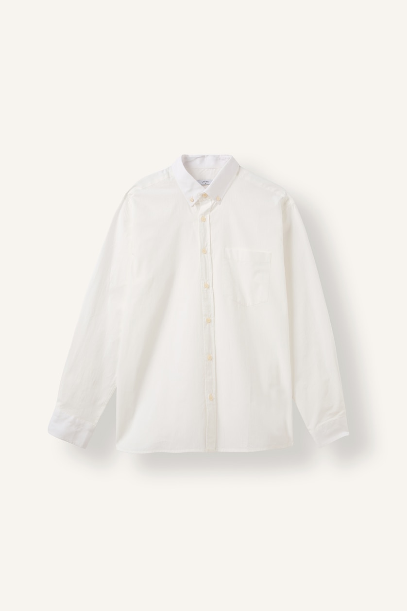 Men Ecru Regular Fit Cotton Long Sleeve Shirt