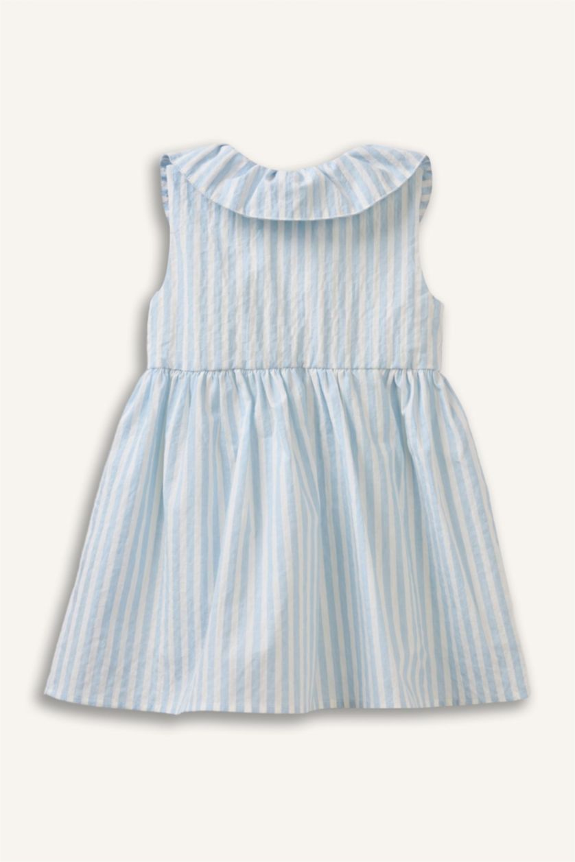 Baby Girls Light Blue Baby Girl Striped Strappy Waffle Textured Dress