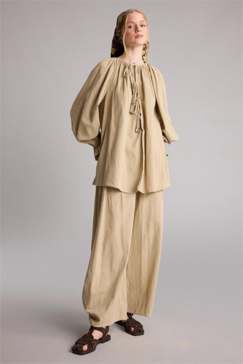 Women Stone Relax Fit Voile Trousers