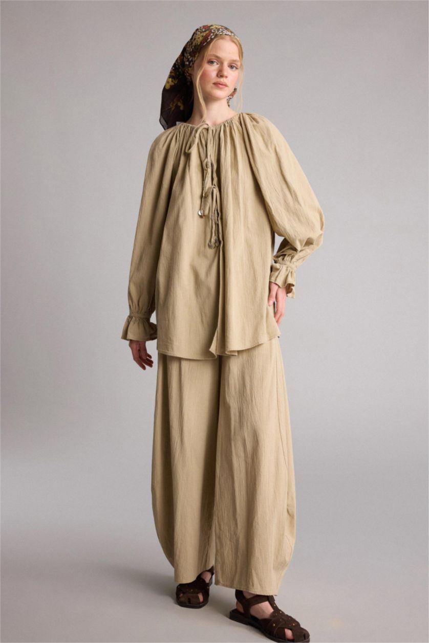 Women Stone Relax Fit Voile Trousers