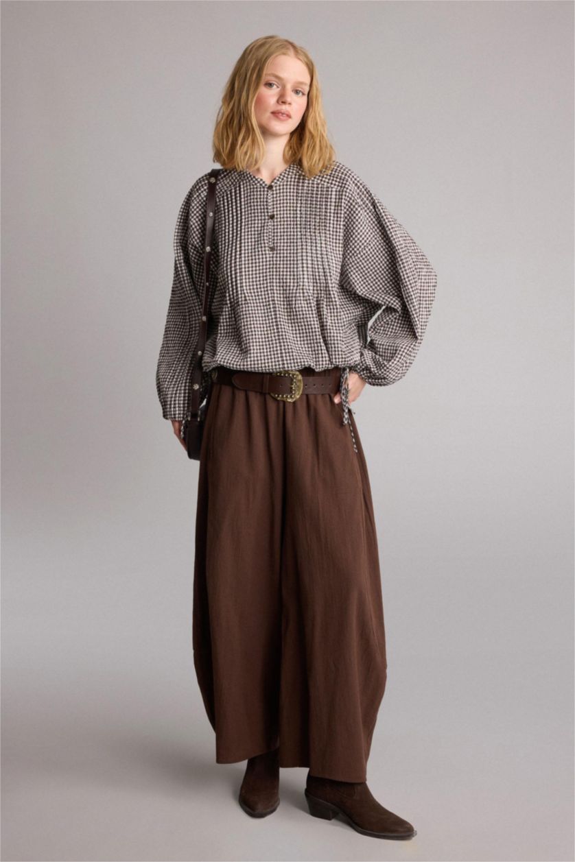 Women Brown Relax Fit Voile Trousers