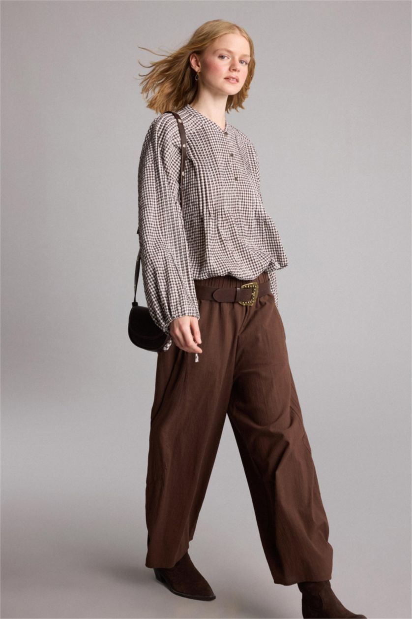 Women Brown Relax Fit Voile Trousers